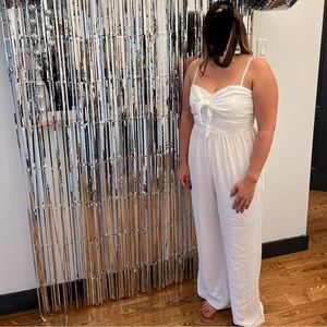Francesca’s white jumpsuit